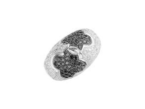 Thumbnail von Ring Weißgold Black & White Diamond Blüte 1,80ct Gr.55 10g </h1>