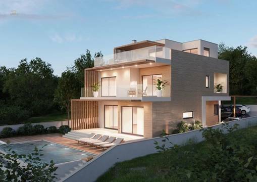 Moderne Villa mit Pool und Meerblick, Region Dvornica