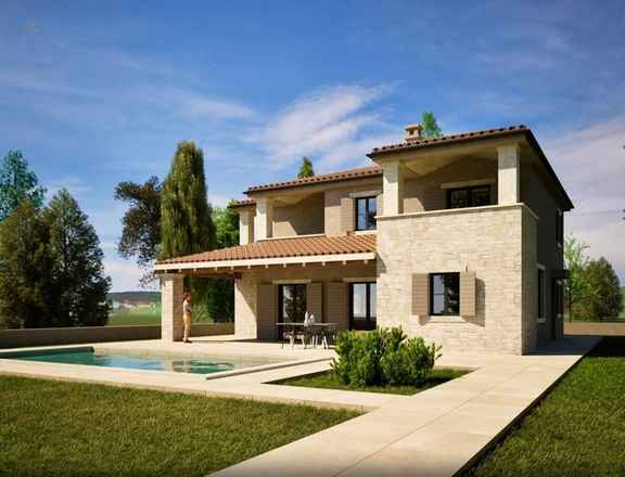 Mediterranes Steinhaus mit Swimmingpool und Meerblick, Region Porec