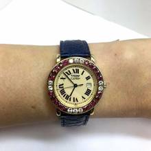 Thumbnail von Cartier Quartz Gold-Plated Ladies Watch Large DIAMONDS RED RUBIES Ne </h1>