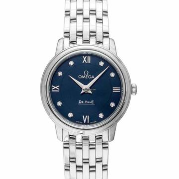  Omega De Ville Prestige 424.10.27.60.53.001 - De Ville Prestige Quartz 27.4 mm Quartz Blue Dial Diamonds Ladies Wa </h1> 