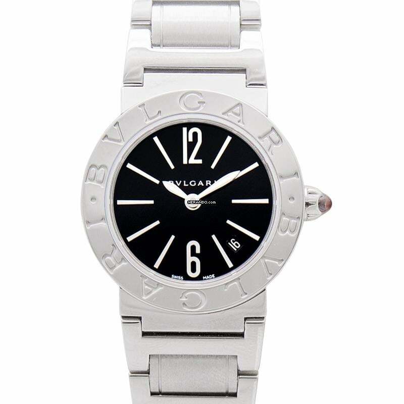 Bulgari 102073 - Black Lacquered Dial Stainless Steel Quartz Ladies Watch </h1>