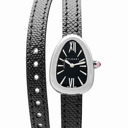  Bulgari Serpenti 102782 - Serpenti Black Dial Ladies Double Wrap Leather Watch 102782 </h1> 