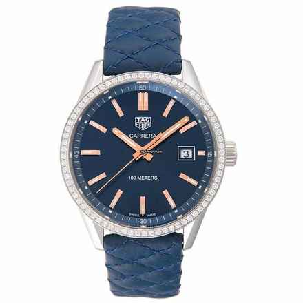  TAG Heuer Carrera Lady WAR1114.FC6391 - Carrera Quartz Blue Dial with Diamonds Bezel Ladies Watch </h1> 