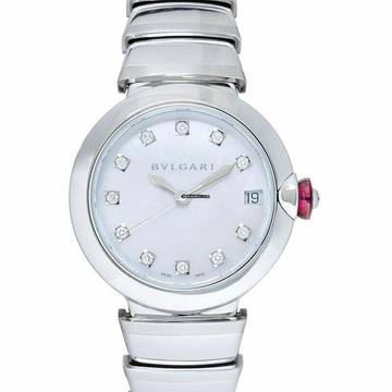  Bulgari Lucea 102199 - LVCEA Automatic White Mother of Pearl Diamond Dial Stainless Steel Ladies Watch </h1> 