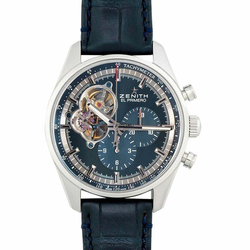 Zenith El Primero Chronomaster 03.20416.4061/51.C700 - Chronomaster El Primero Open Blue Steel/Leather 42mm </h1>
