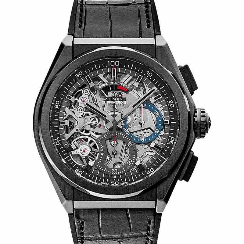 Zenith Defy El Primero 49.9000.9004/78.R582 - Defy El Primero 21 Black Ceramic / Skeleton / Alligator </h1>