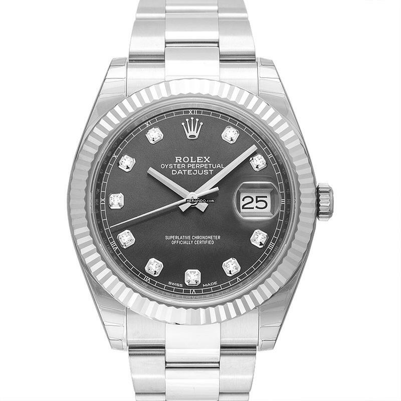 Rolex Datejust 41 126334 - Datejust 41 Stainless Steel Fluted / Oyster / Dark Rhodium Diamond </h1>