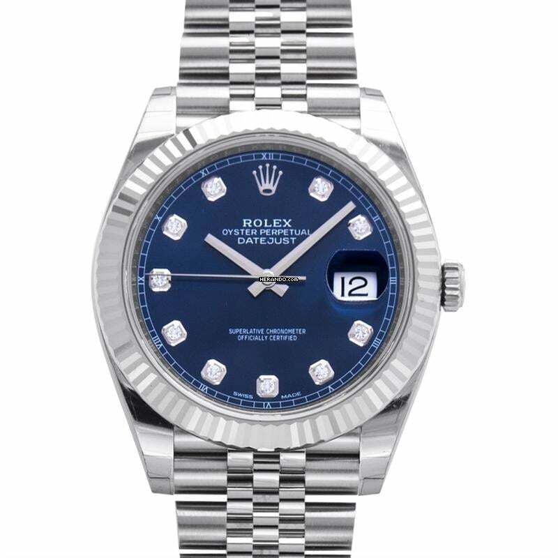Rolex Datejust 41 126334 - Datejust 41 Stainless Steel Fluted / Jubilee / Blue Diamond </h1>