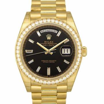  Rolex Day-Date 40 228348RBR_Black - Day-Date 40 Yellow Gold Black Diamond Dial & Diamond Bezel President Bra </h1> 