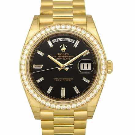  Rolex Day-Date 40 228348RBR_Black - Day-Date 40 Yellow Gold Black Diamond Dial & Diamond Bezel President Bra </h1> 