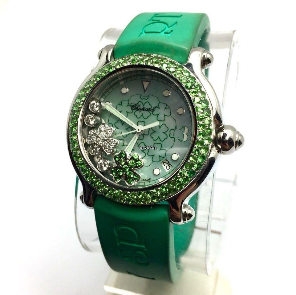 Chopard Happy Sport Steel 38mm DIAMONDS & EMERALDS Watch </h1>