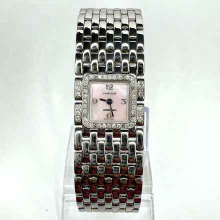 Cartier RUBAN Quartz Steel ~0.5TCW Diamond Watch Pink MOP Dial </h1> 