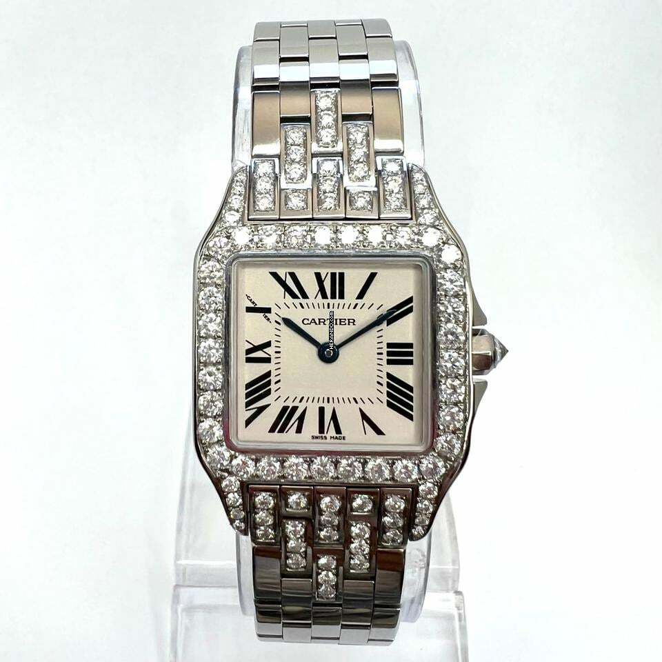 Cartier Santos Demoiselle Quartz Steel 26mm 2.59TCW Diamond Watch </h1>