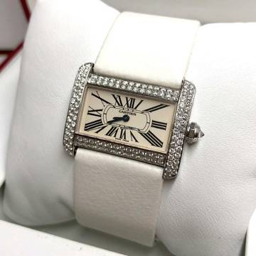  Cartier Tank Divan Quartz 31mm Steel 1.49TCW DIAMONDS Watch </h1> 