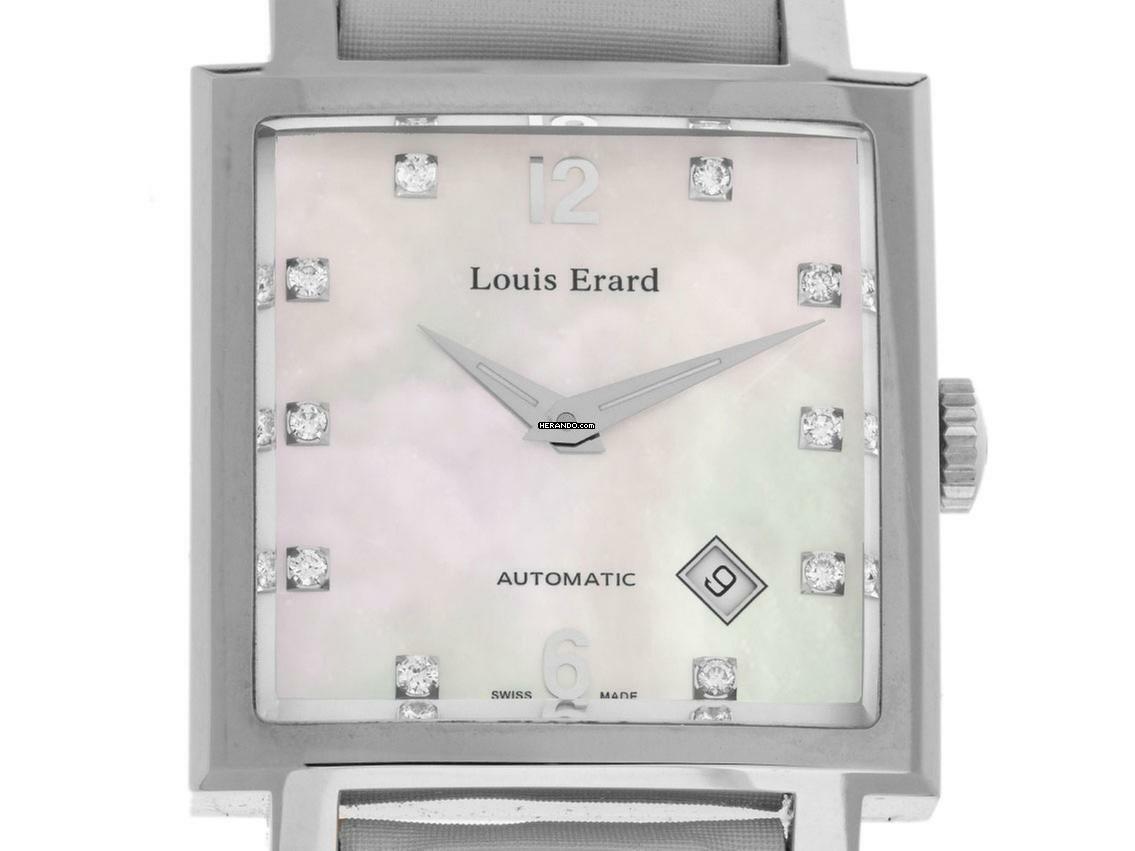 Louis Erard La Carrée Date Stahl Diamond Perlmutt 35x35mm Neu