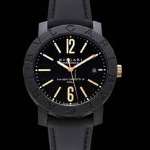 Thumbnail von Bulgari 102248 - Automatic Black Dial Black Leather Men's Watch </h1>
