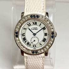 Thumbnail von Cartier RONDE Silver 1.01TCW DIAMONDS & Blue SAPPHIRES Watch </h1>