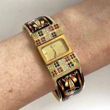 Thumbnail von Hermès LOQUET 18k Goldplated Watch Multi-Color Sapphires & Diamonds </h1>