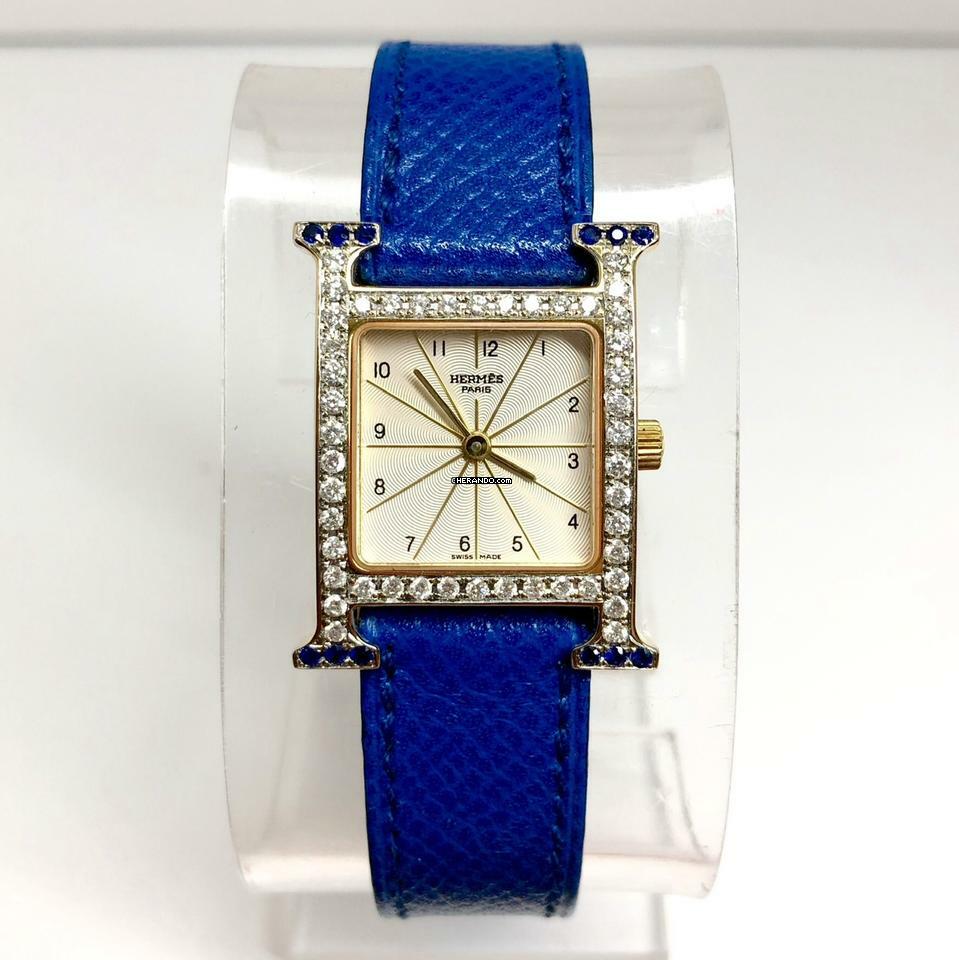 Hermès Heure H 2 Tone 25mm 0.68TCW DIAMONDS 0.2TCW Sapphires Watch </h1>