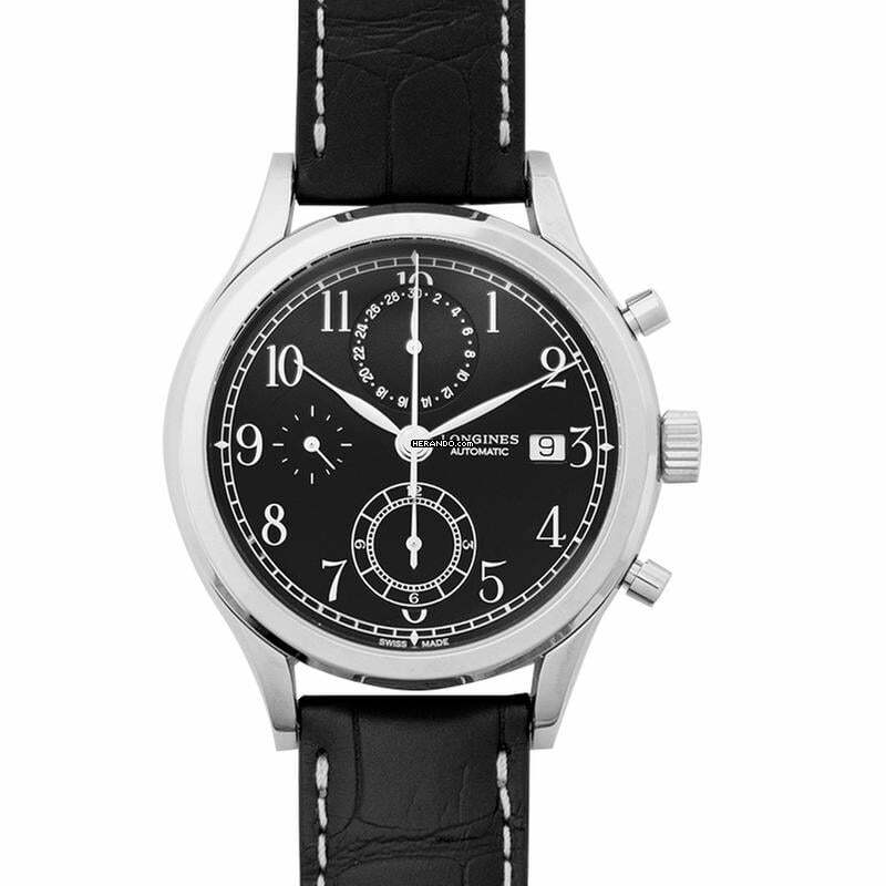 Longines Heritage L28154530 - Heritage Automatic Black Dial Chronograph Men's Watch </h1>