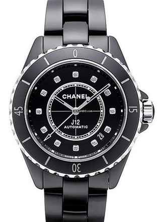  Chanel J12 Automatik 38 Schwarz Diamant Ref. H5702  