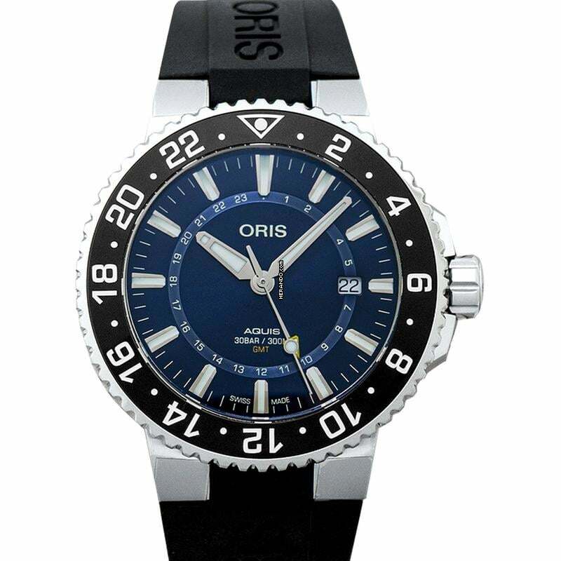 Oris Aquis GMT Date 01 798 7754 4135-07 4 24 64EB - Aquis GMT Date Automatic Blue Dial Black Rubber Strap Men' </h1>