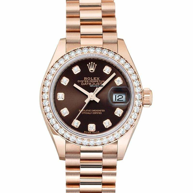 Rolex Lady-Datejust 279135RBR - Datejust Automatic Brown Dial Everose Gold Ladies Watch </h1>