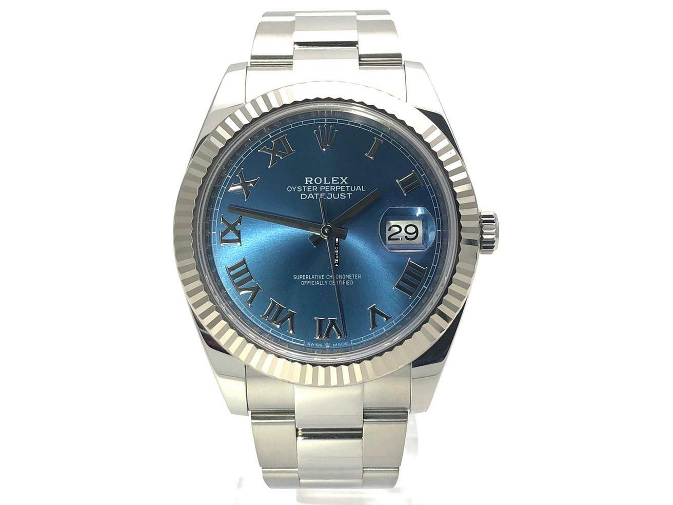 Rolex Datejust 41 Edelstahl Weißgold 126334 Blau Römisch Oyster </h1>