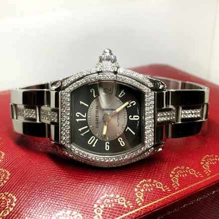  Cartier Roadster 2510 Automatic 38mm Steel 4.92TCW DIAMOND Watch </h1> 