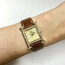 Thumbnail von Hermès Heure H Two Tone Ladies Watch ~1TCW DIAMONDS Hermès Brown Leather Band  </h1>
