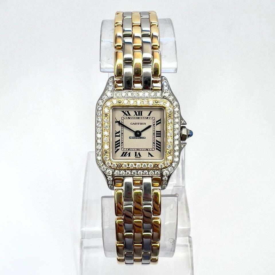 Cartier Panthère 23mm Quartz 3 Row Gold 0.87TCW DIAMOND Watch </h1>