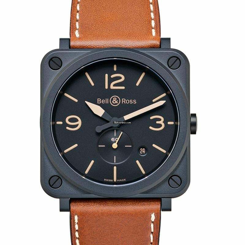 Bell & Ross BR S BRS-HERI-CEM - Instruments Aviation BR S Heritage Quartz Black Dial Beige Calfskin Leather </h1>