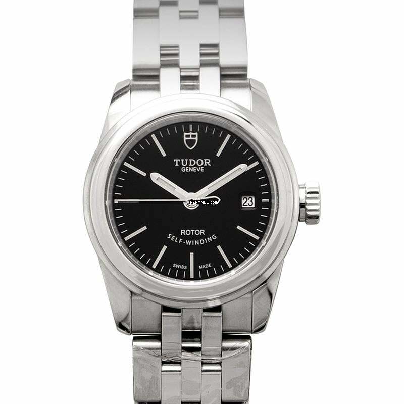Tudor Glamour Date 51000-0009 - Glamour Automatic Black Dial Stainless Steel Ladies Watch </h1>