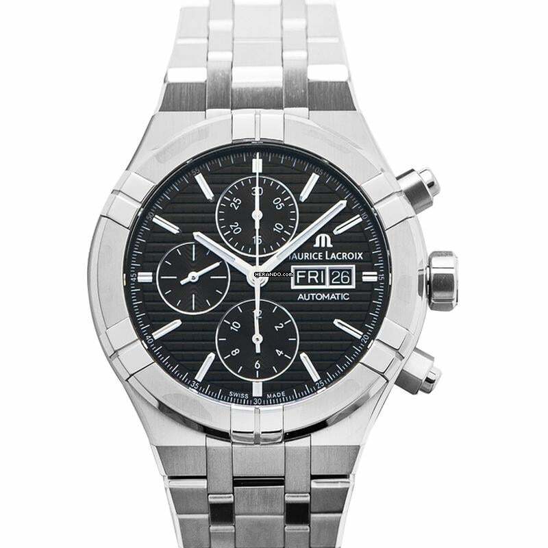 Maurice Lacroix AIKON AI6038-SS002-330-1 - Aikon Automatic Chronograph Black Sun Brushed Squares Dial Men's Watc </h1>