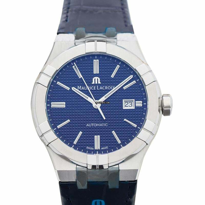 Maurice Lacroix AIKON AI6008-SS001-430-1 - Aikon Automatic Blue Sun brushed Clous de Paris Dial Men's Watch </h1>