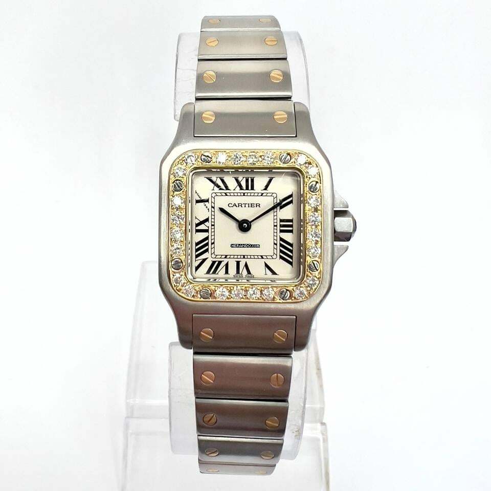 Cartier Santos Galbée 24mm Quartz 2 Tone 0.69TCW Diamond Watch </h1>