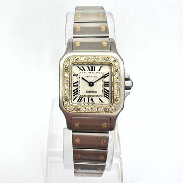  Cartier Santos Galbée 24mm Quartz 2 Tone 0.69TCW Diamond Watch </h1> 