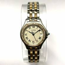 Thumbnail von Cartier COUGER 27mm 2 Row Gold Steel Ladies Watch Diamond Bezel </h1>
