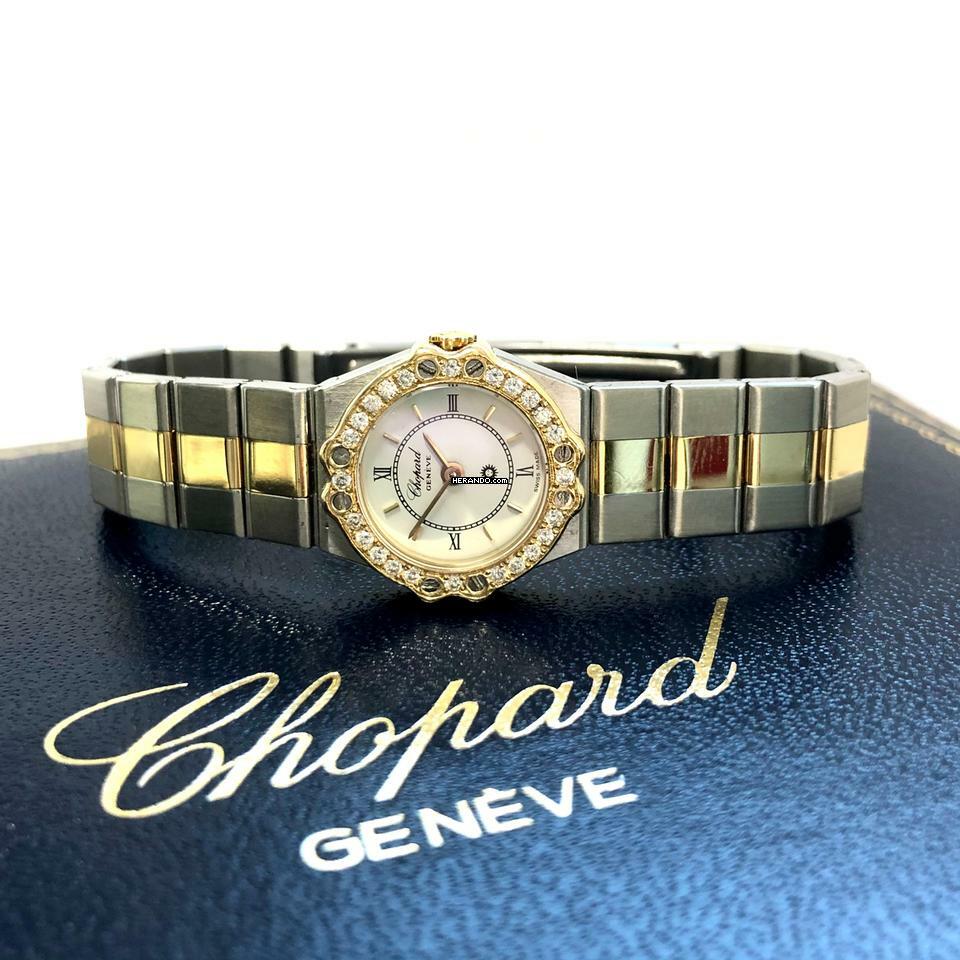Chopard St. Moritz 19mm Quartz 18K Yellow Gold & Steel DIAMOND Watch </h1>