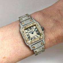 Thumbnail von Cartier Santos Galbée 24mm Quartz 2 Tone 4.08TCW Diamond Watch NEW Model </h1>