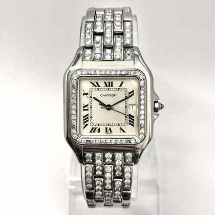  Cartier Panthère Quartz Jumbo 29mm Steel 3.42TCW Diamond Watch </h1> 