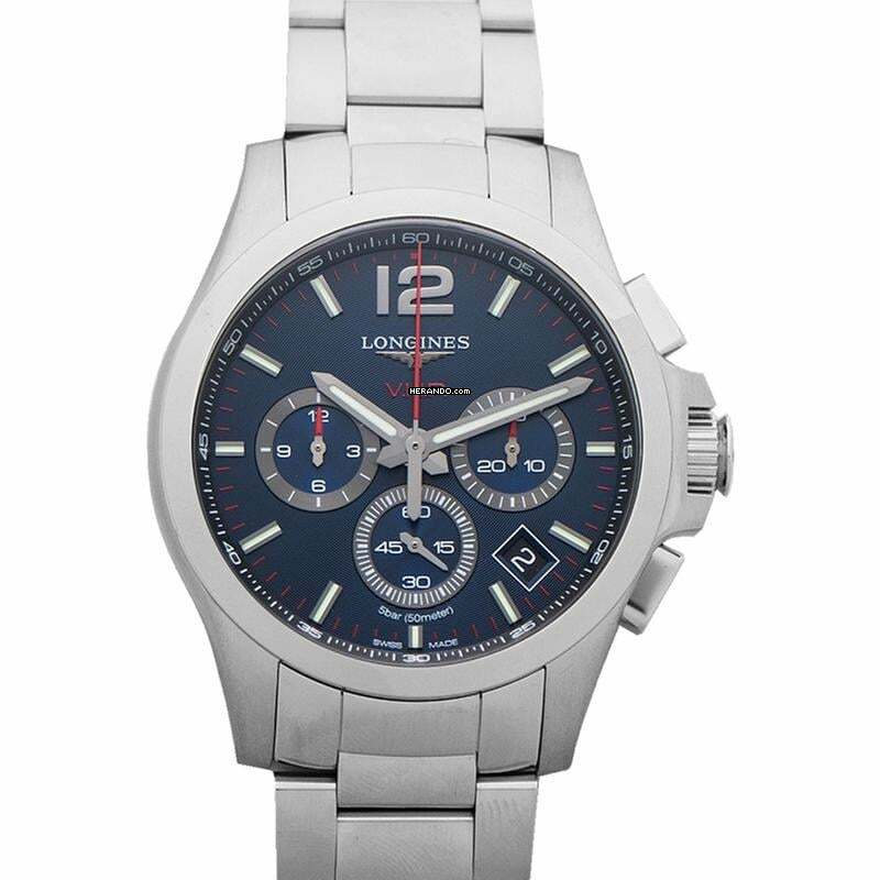 Longines Conquest L37174966 - Conquest V.H.P. Perpetual Chronograph Quartz Blue Dial Men's Watch </h1>