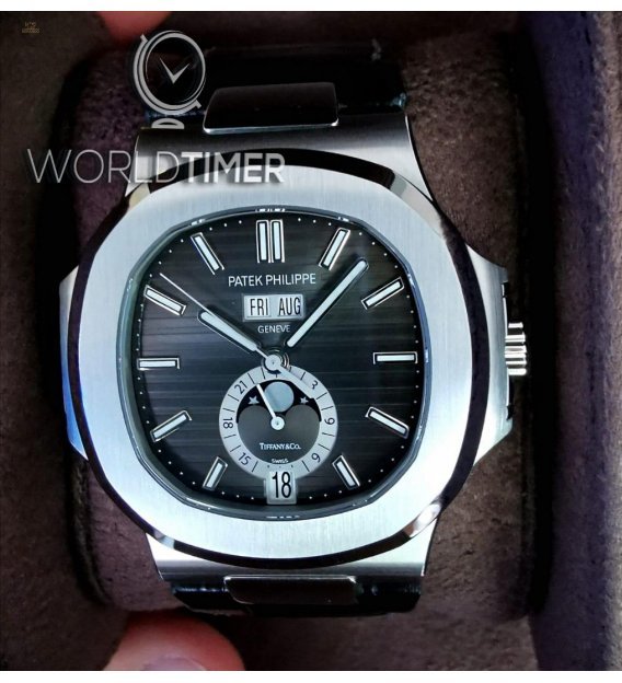 Patek Philippe “Tiffany & Co.” [NEW] Nautilus Annual Calendar Moonphase Black Dial 5726A