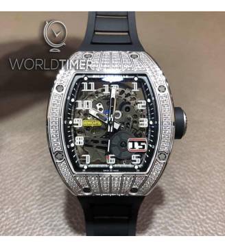 Richard Mille [NEW] RM 029 White Gold Med Set Diamond Titanium Big Date Mens Watch