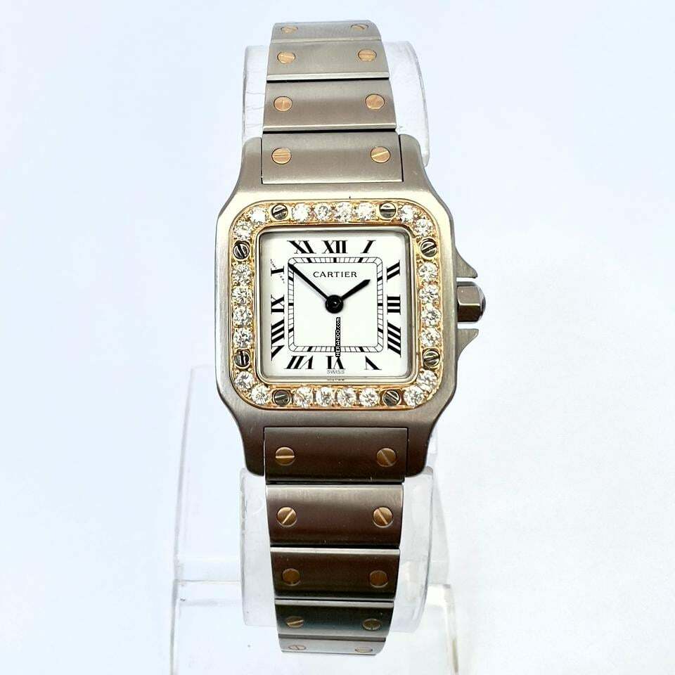 Cartier Santos Galbée 24mm Quartz 2 Tone Watch Diamond Bezel </h1>