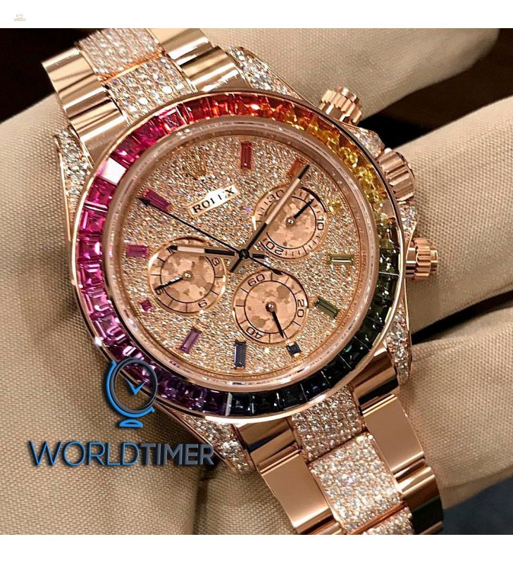 Rolex [NEW 2018 MODEL] Daytona Everose Gold Rainbow Full Pave Diamond 116595RBOW-0002