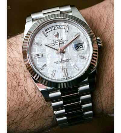 Rolex [NEW] Day-Date 40mm White Gold 228239 Meteorite Dial Diamond Index Mens Watch