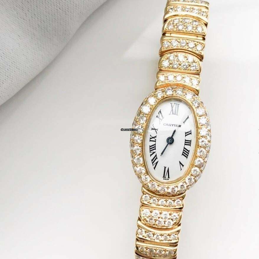 Cartier Baignoire Mini 18K Yellow Diamond Watch </h1>