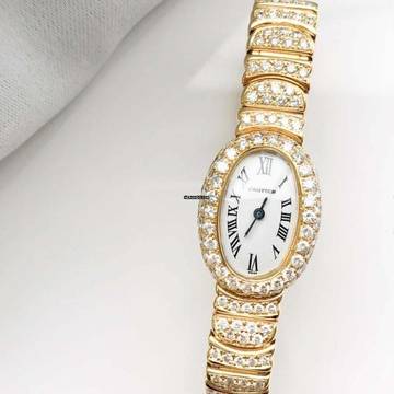  Cartier Baignoire Mini 18K Yellow Diamond Watch </h1> 